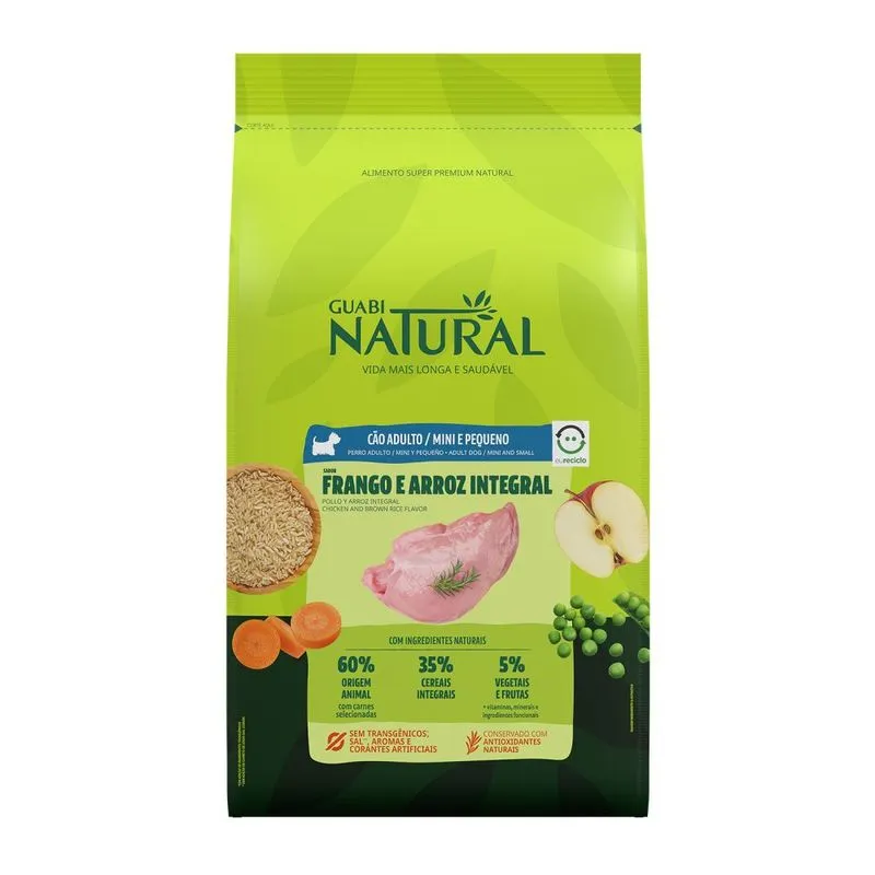 Ração Guabi Natural para cães adultos de raças mini e pequena no sabor frango e arroz integral
