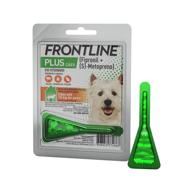 Frontline Plus antipulgas e carrapatos para cães de até 10kg, 0.67ml
