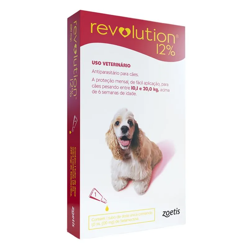 Revolution 12% antipulgas para cães de 10,1 a 20kg de 120mg