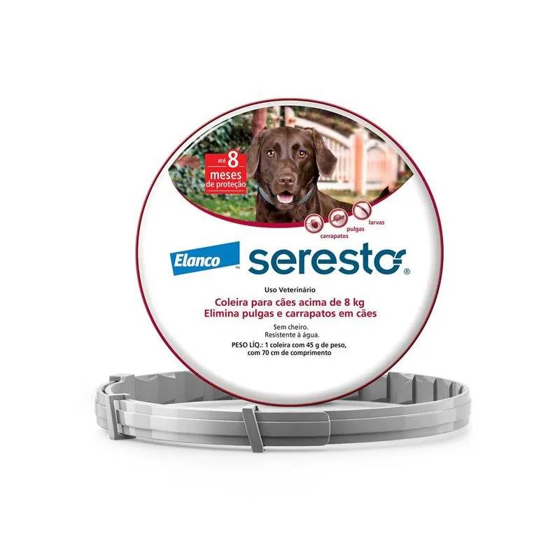 Seresto coleira antipulgas para cães acima de 8kg